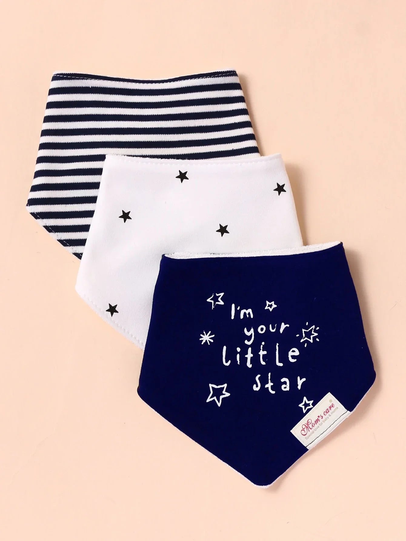 Buy SHEIN 3pcs Baby Striped & Letter Graphic Bandana Bib Set in Pakistan