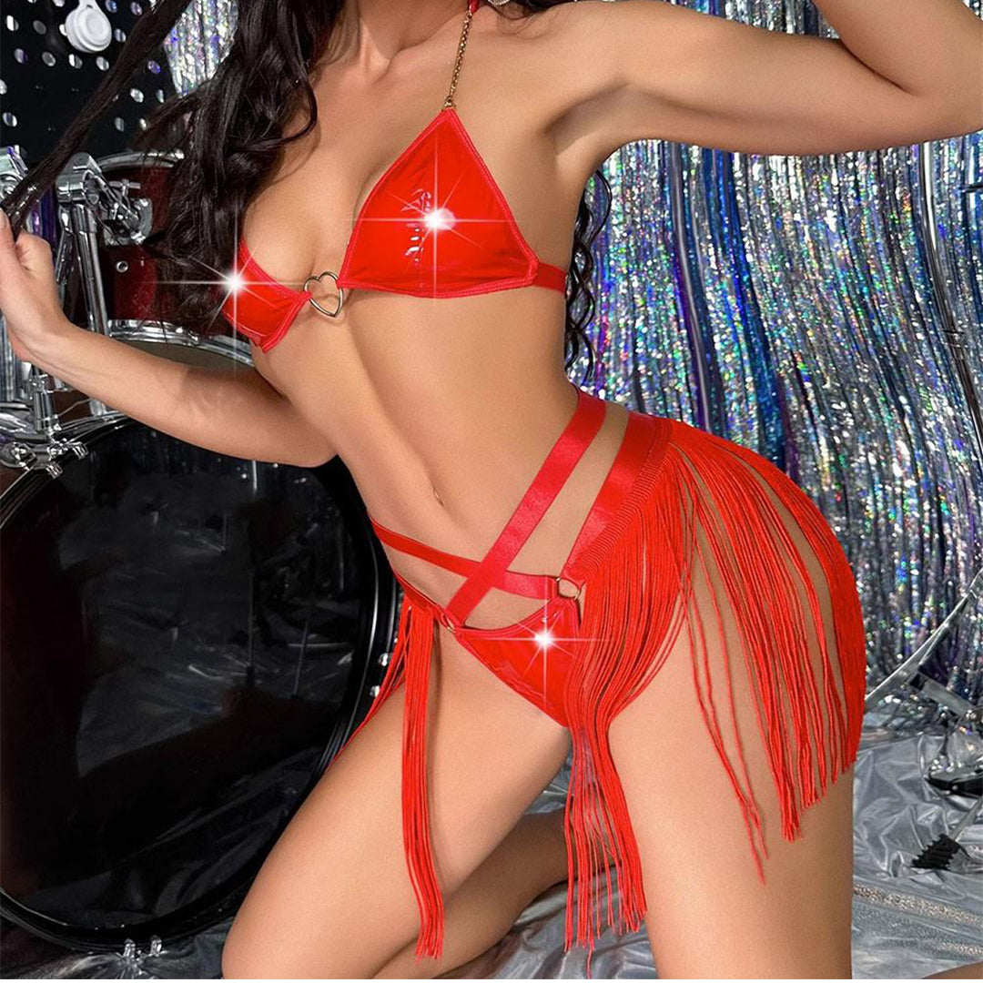 Buy Damon Heart Faux Leather Style Lingerie in Pakistan