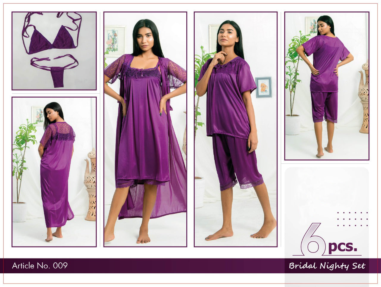 Buy Florea - 6 Pcs Nighty Set - 009 in Pakistan