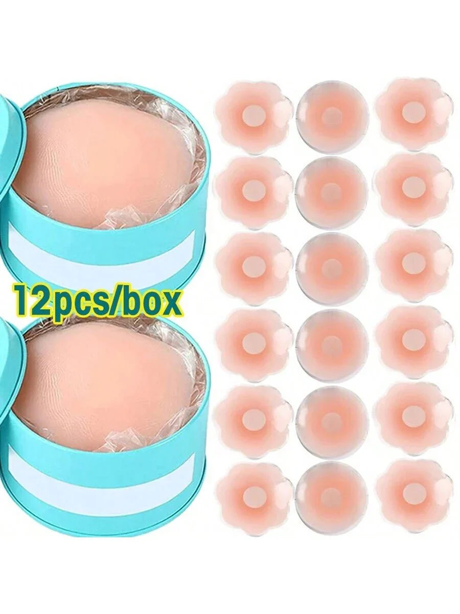 Buy SHEIN 6pcs/12pcs Reusable Silicone Breast Petals, Invisible Bra Free, No Show Nipple Covers For Women in Pakistan