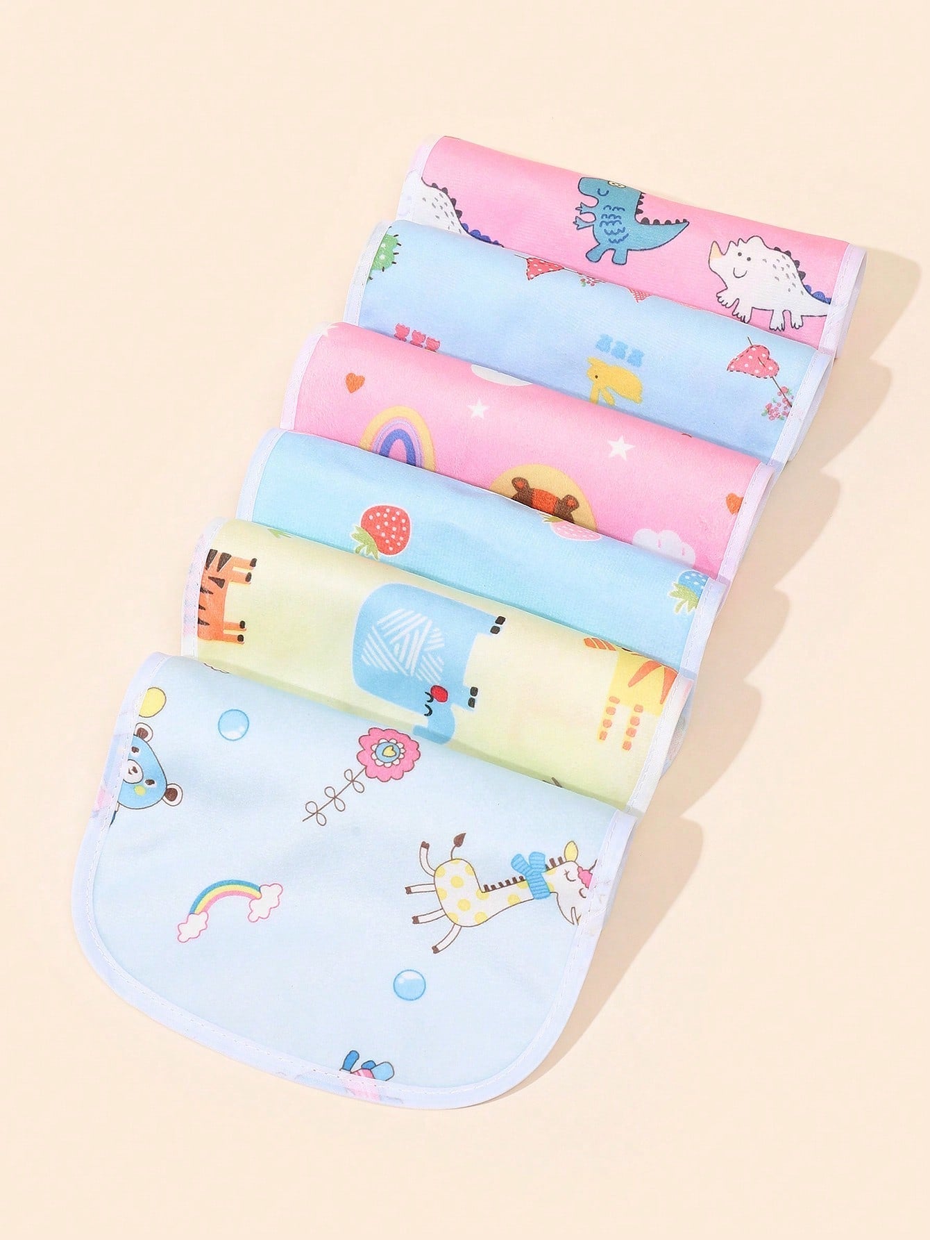 Buy SHEIN 6pcs Baby Cartoon Rabbit & Dinosaur Pattern Bib For All Season in Pakistan