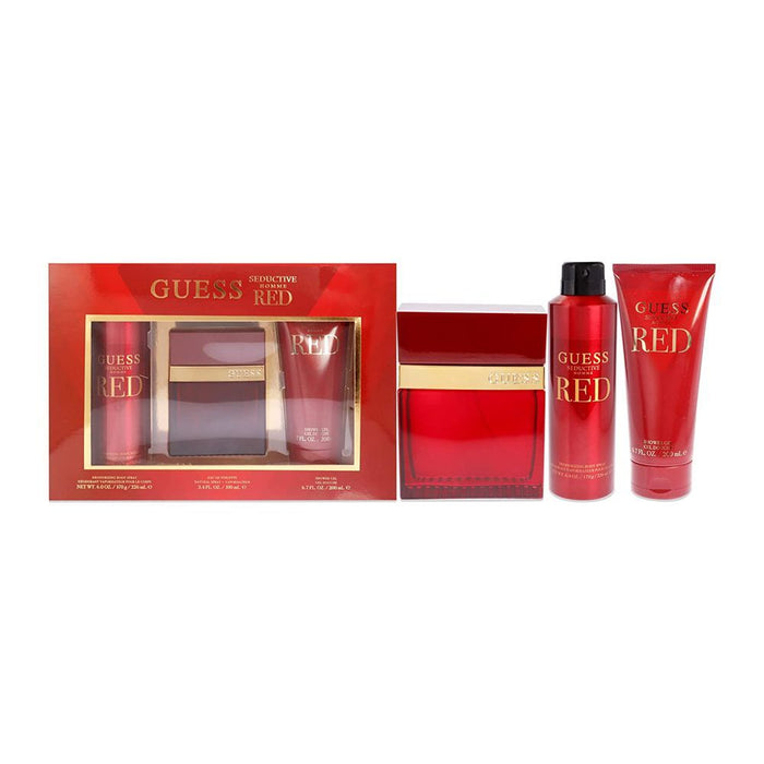 Buy Guess Seductive Red Men Gift Set (Edt 100ml+B/Spray 226ml+ S/G 100ml) Pouch in Pakistan