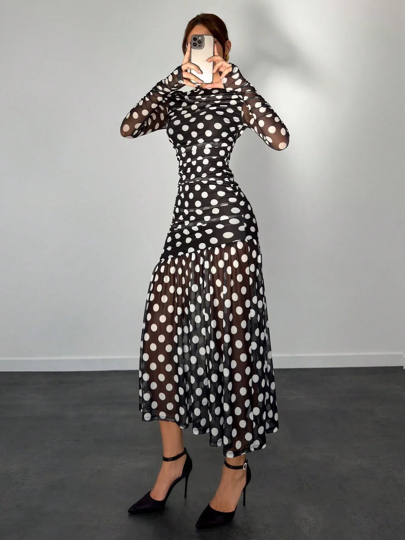 Buy SHEIN Aloruh Autumn/Winter New Polka Dot Print Long Dress in Pakistan