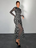 Buy SHEIN Aloruh Autumn/Winter New Polka Dot Print Long Dress in Pakistan