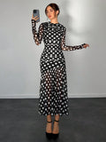 Buy SHEIN Aloruh Autumn/Winter New Polka Dot Print Long Dress in Pakistan
