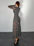 Buy SHEIN Aloruh Autumn/Winter New Polka Dot Print Long Dress in Pakistan