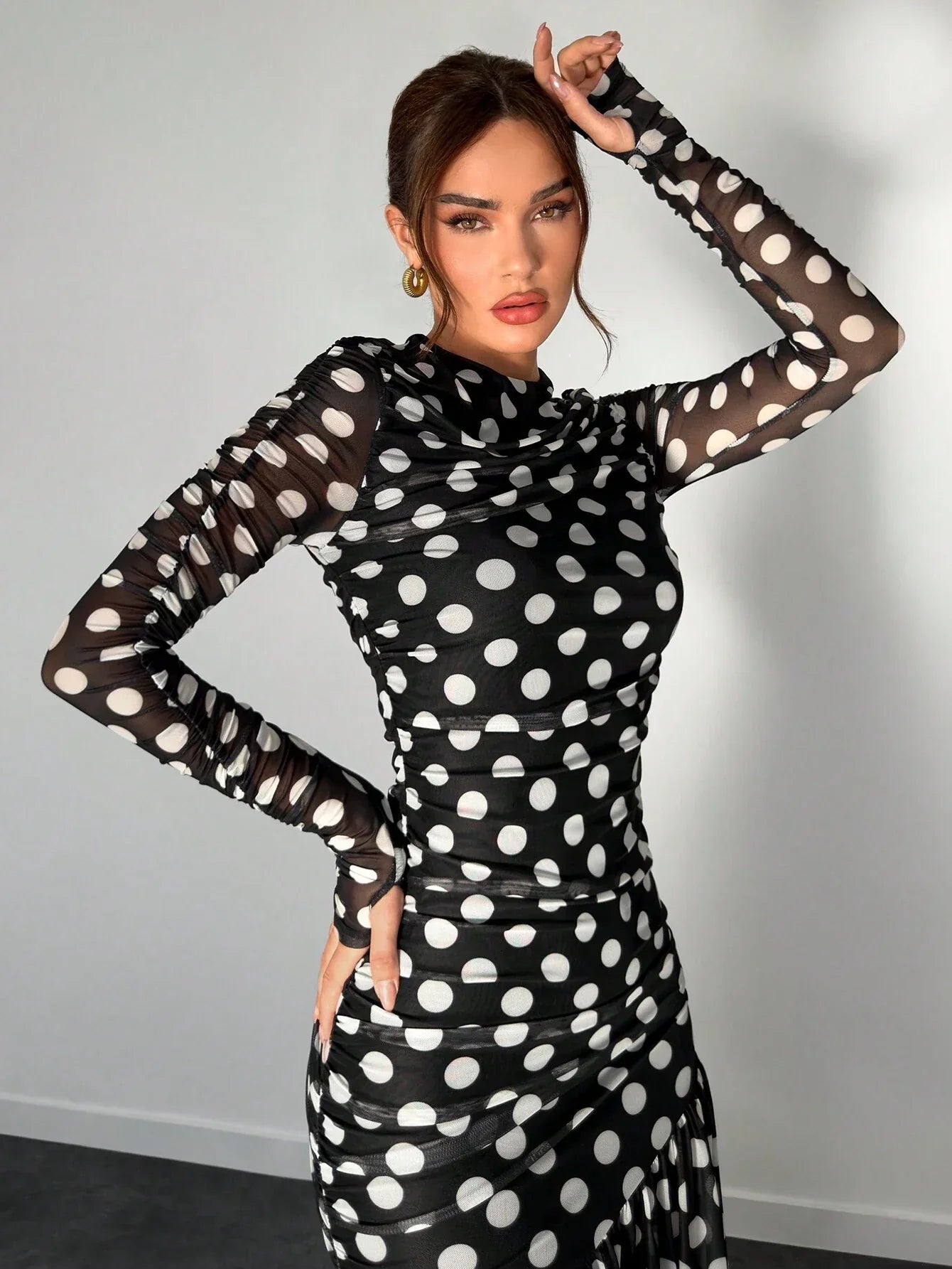 Buy SHEIN Aloruh Autumn/Winter New Polka Dot Print Long Dress in Pakistan