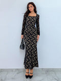 Buy SHEIN Aloruh Lace Square Neck Mermaid Hem Date Night Dress in Pakistan