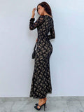 Buy SHEIN Aloruh Lace Square Neck Mermaid Hem Date Night Dress in Pakistan
