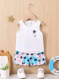 Buy SHEIN Baby Boy Coconut Tree Print Tank Top & Shorts in Pakistan
