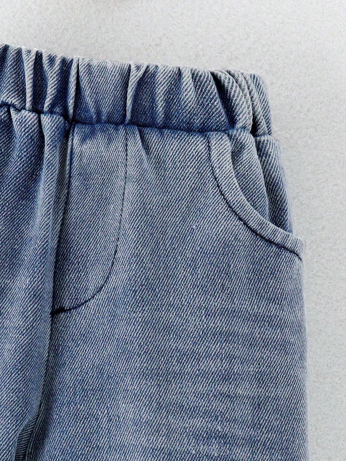 Buy SHEIN Baby Boys' Plaid Shirt With Denim Romper And Jeans Set in Pakistan