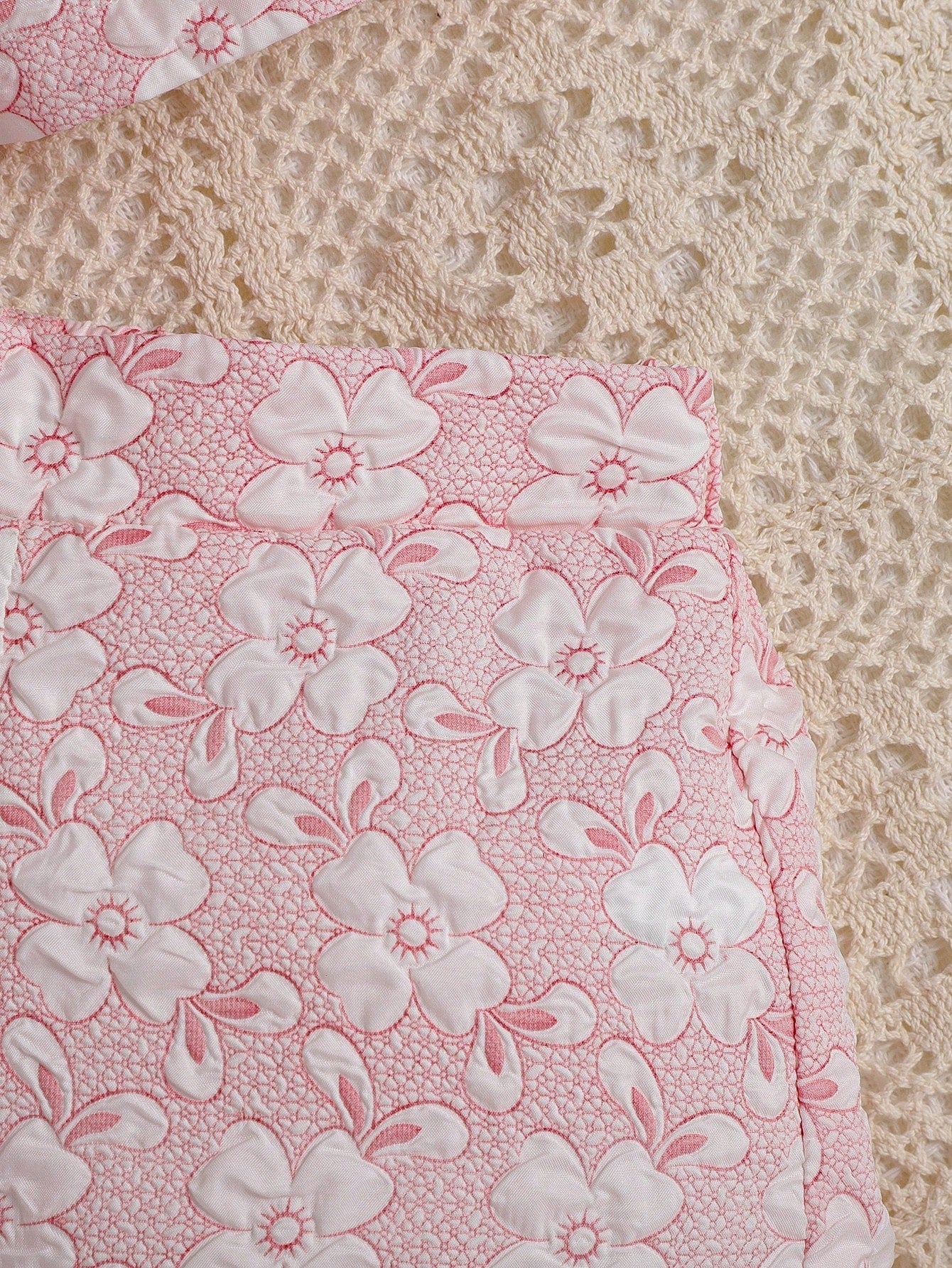 Buy SHEIN Baby Floral Print Puff Sleeve Top & Shorts & Hat in Pakistan