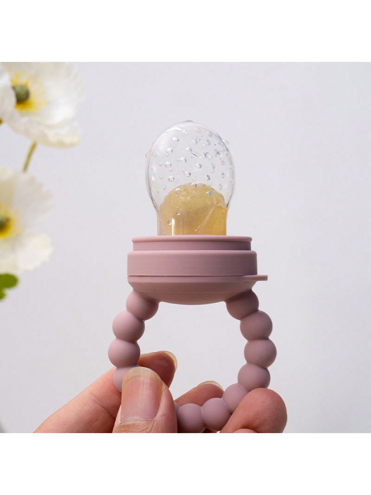 Buy SHEIN Baby Fruit Feeder Pacifier, Silicone Teething Toy With Handle, Infant Food Feeder For Fresh Fruits, Vegetables, Ice Chips, Dusty Pink in Pakistan