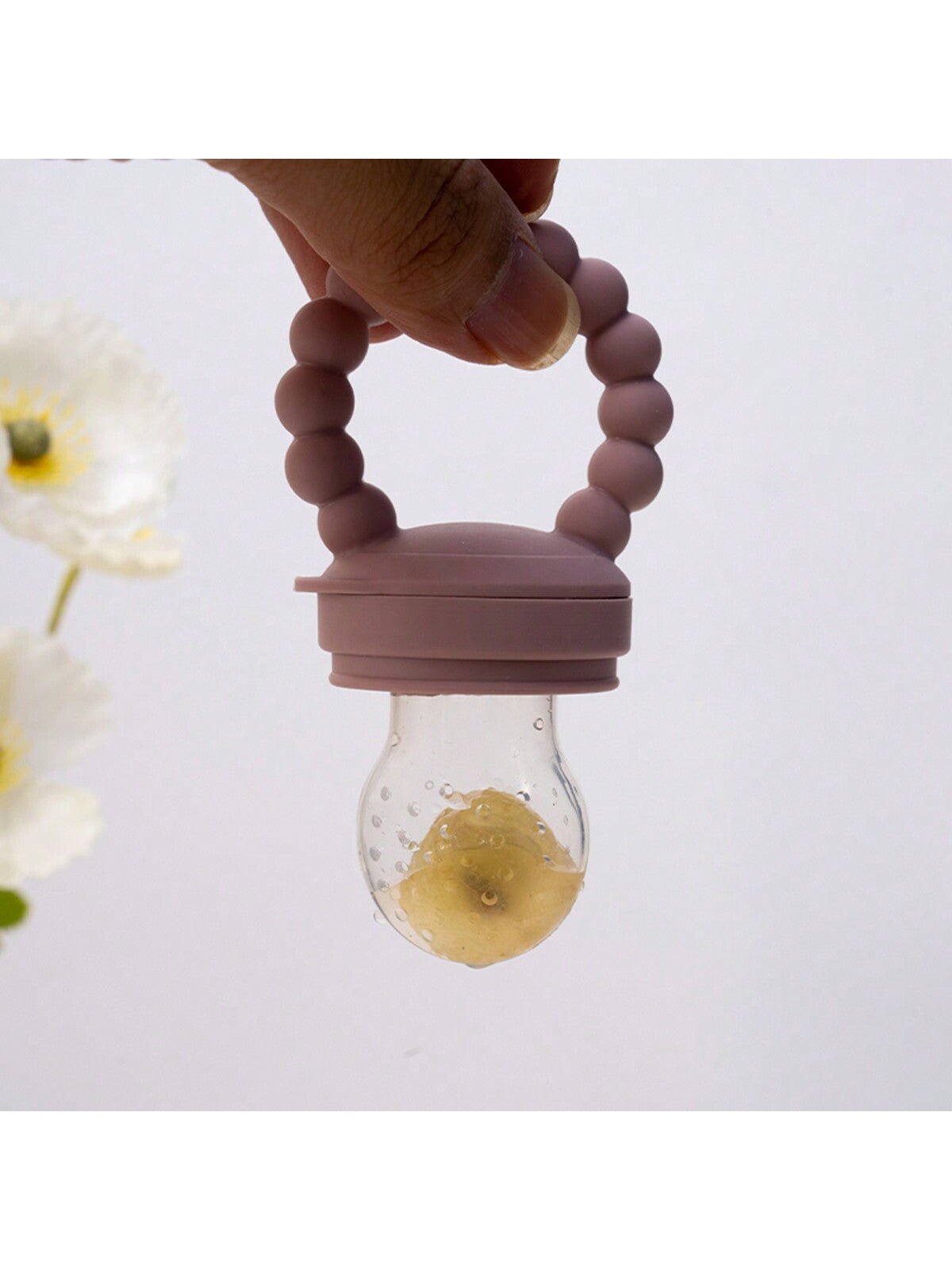 Buy SHEIN Baby Fruit Feeder Pacifier, Silicone Teething Toy With Handle, Infant Food Feeder For Fresh Fruits, Vegetables, Ice Chips, Dusty Pink in Pakistan