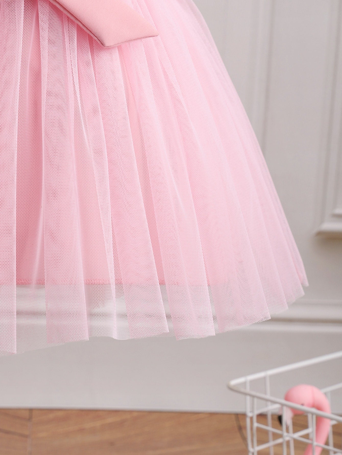 Buy SHEIN Baby Girl Double Button Mesh Hem Belted Dress in Pakistan