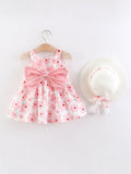 Buy SHEIN Baby Girl Floral Print Big Bow Cami Dress & Hat in Pakistan