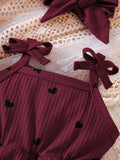Buy SHEIN Baby Girl Heart Print Bow Shoulder Cami Combo Bodysuit Dress & Headband in Pakistan