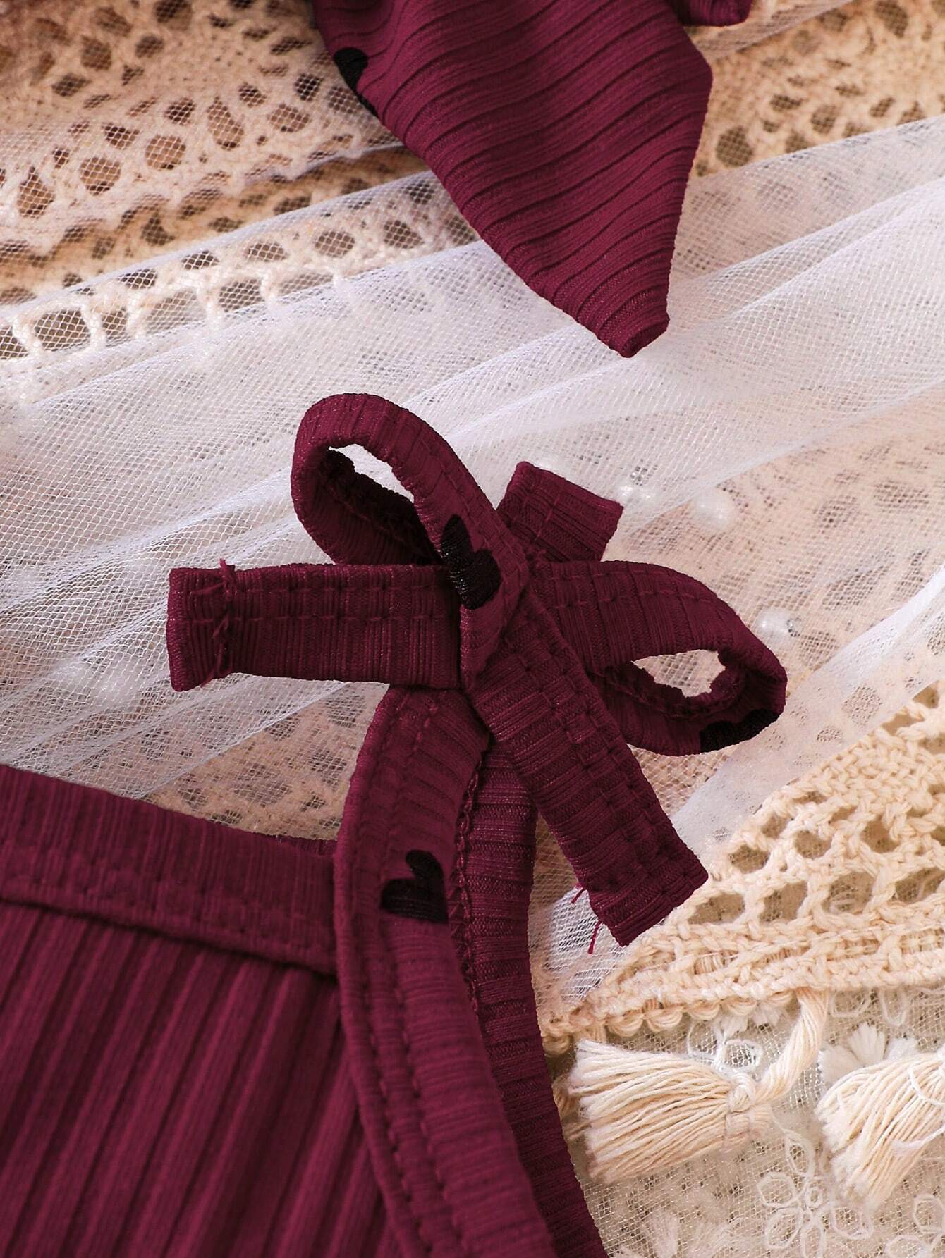 Buy SHEIN Baby Girl Heart Print Bow Shoulder Cami Combo Bodysuit Dress & Headband in Pakistan