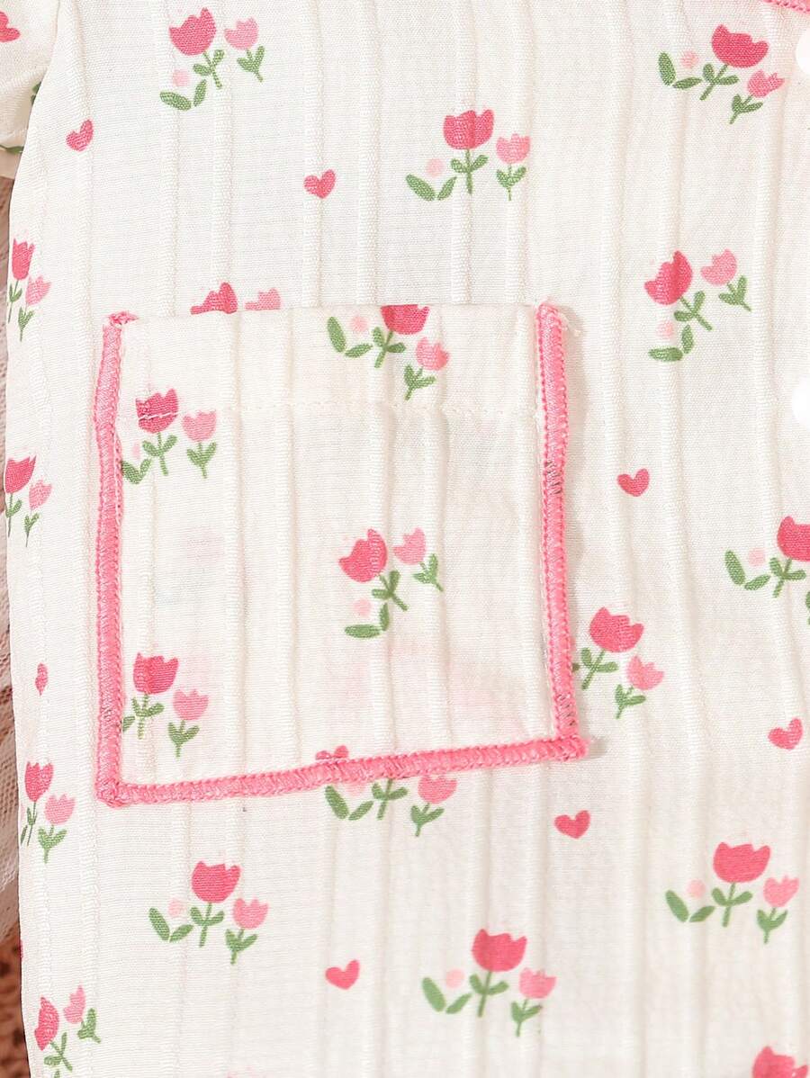 Buy SHEIN Baby Girl Light Pink Simple Print Short Sleeve T-Shirt And Shorts Casual 2pcs Home Outfit in Pakistan