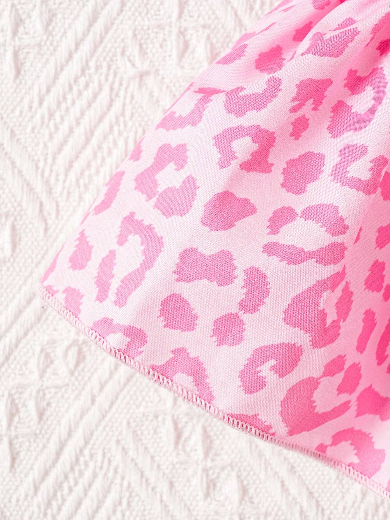 Buy SHEIN Baby Girls' Pink Leopard Print Shirt With Skirt Set For Spring/Summer in Pakistan