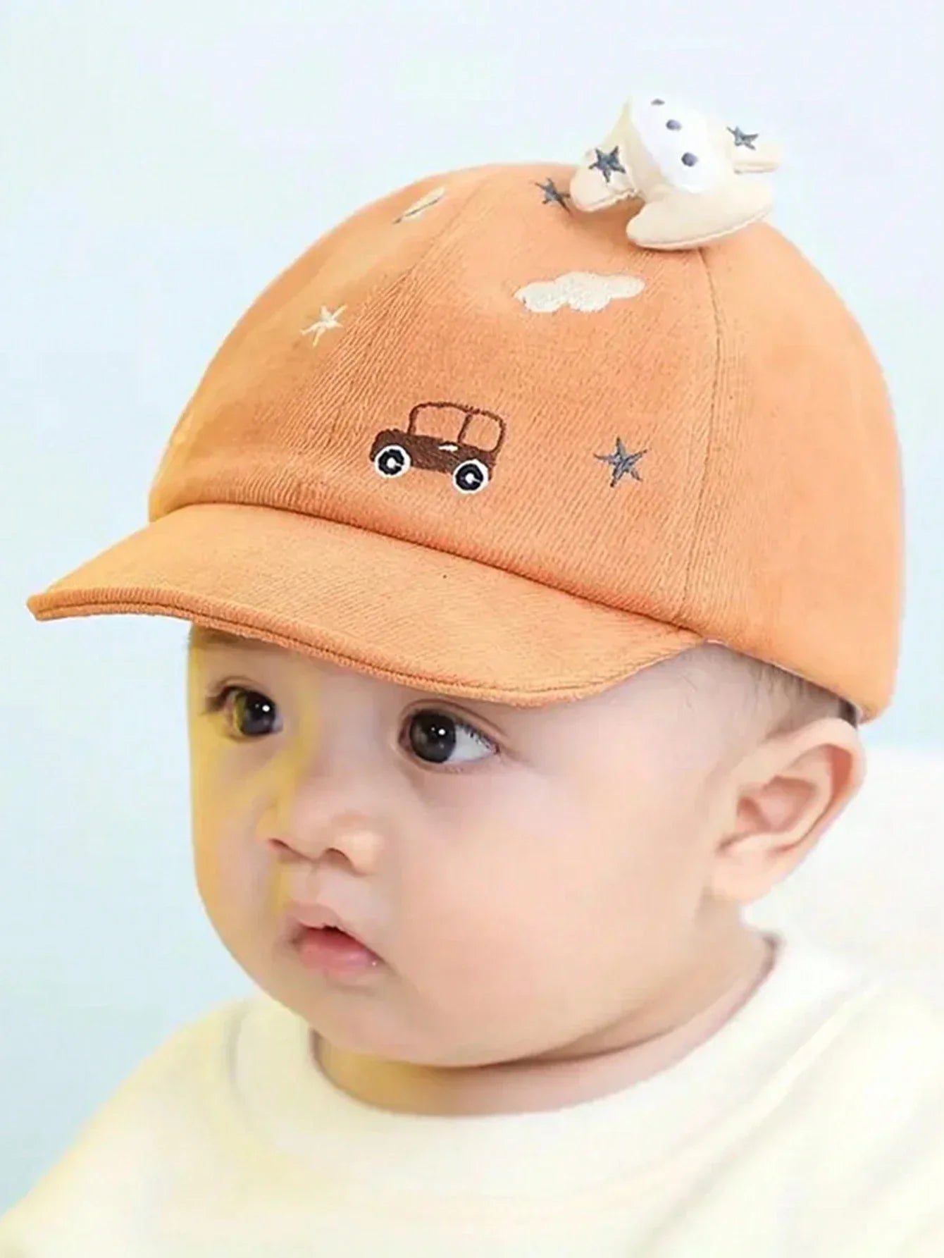 Buy SHEIN Baby Hat, Cute Car Graphic Soft Brim Baseball Cap For Toddler Boys & Girls in Pakistan