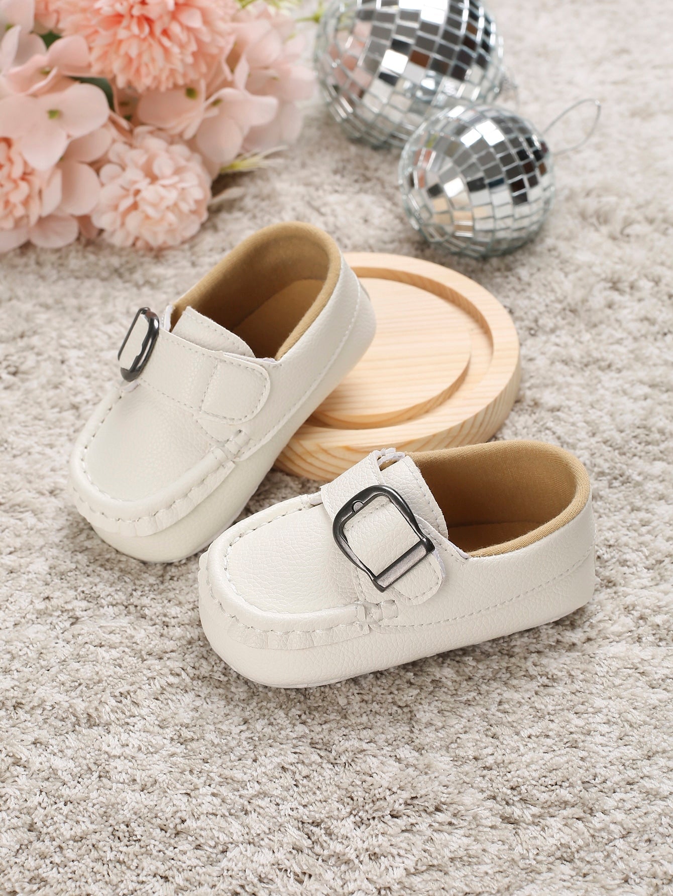 Buy SHEIN Baby Metal Decor Litchi Embossed Buckle Decor Loafers in Pakistan