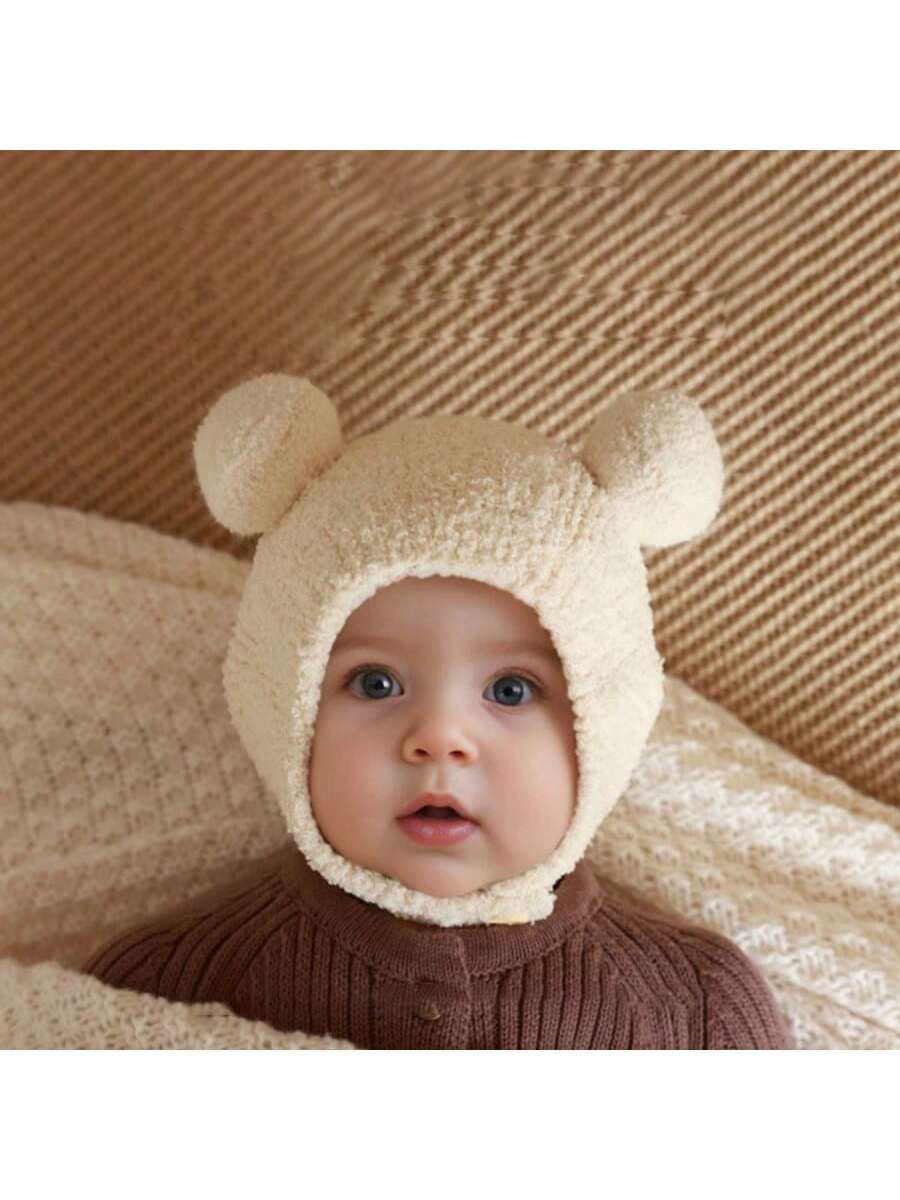 Buy SHEIN Baby Winter Hat, Warm Knitted Beanie With Coral Thermal Lined , Cute Earflap Hat For Boys And Girls Aged 5-24 Months, 42-48cm in Pakistan
