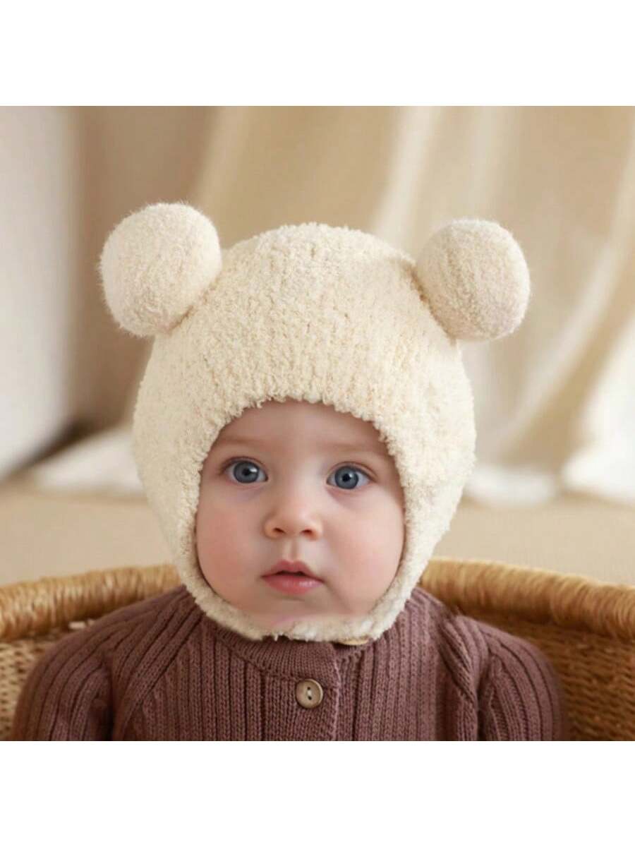Buy SHEIN Baby Winter Hat, Warm Knitted Beanie With Coral Thermal Lined , Cute Earflap Hat For Boys And Girls Aged 5-24 Months, 42-48cm in Pakistan