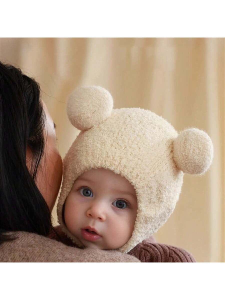 Buy SHEIN Baby Winter Hat, Warm Knitted Beanie With Coral Thermal Lined , Cute Earflap Hat For Boys And Girls Aged 5-24 Months, 42-48cm in Pakistan