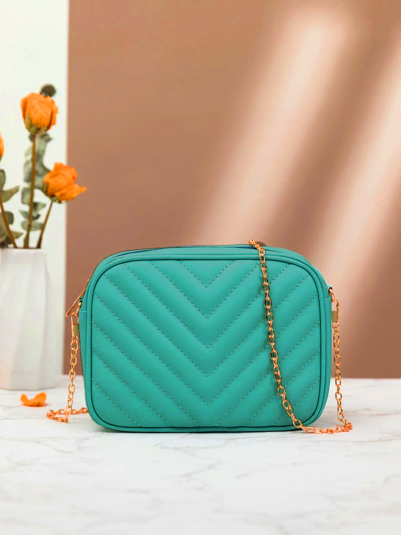 Buy - Chevron Charm Crossbody Bag ~Sea Green in Pakistan