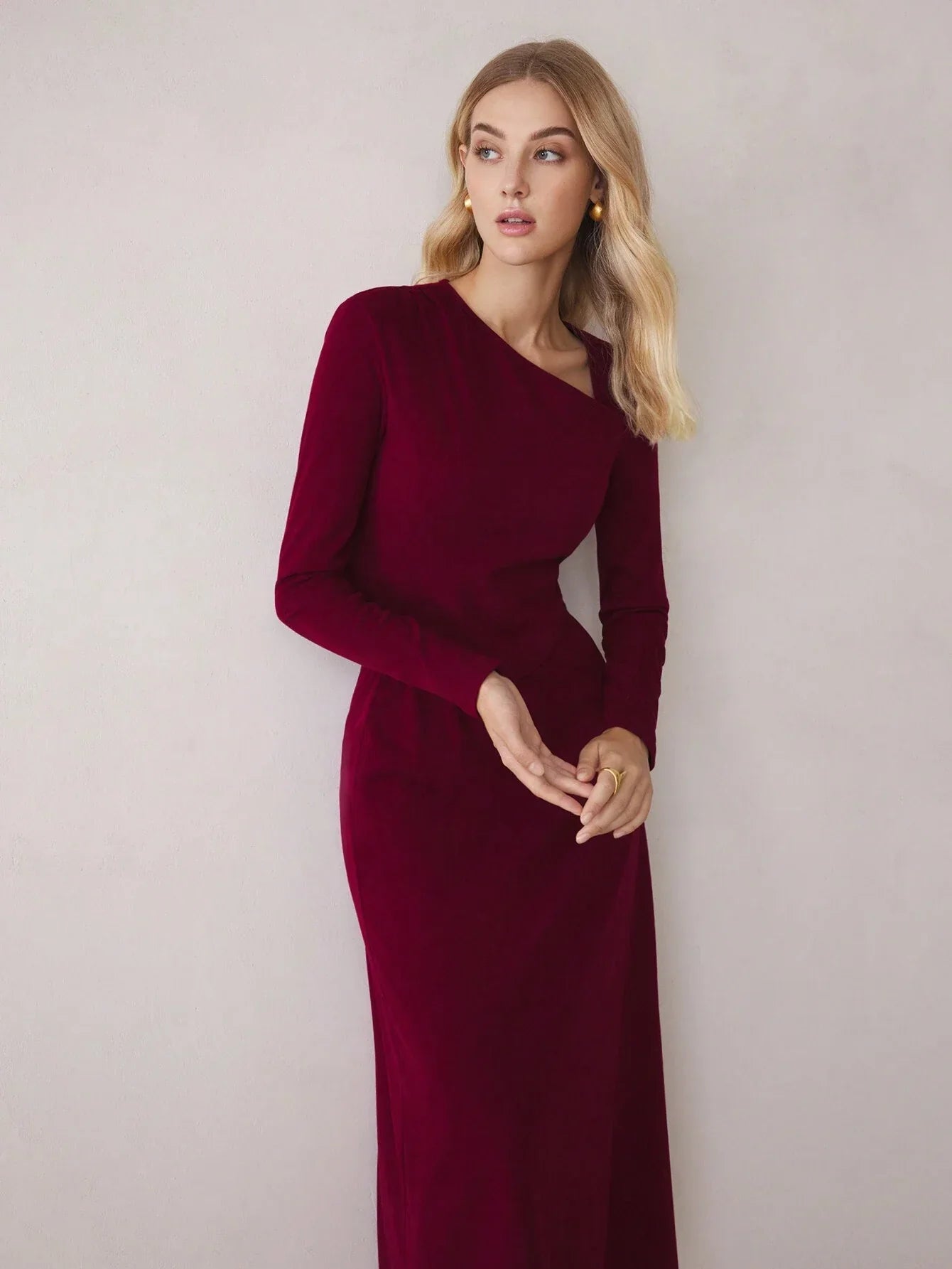 Buy SHEIN BizChic Red Set Long Sleeve T-Shirt And Maxi Skirt in Pakistan