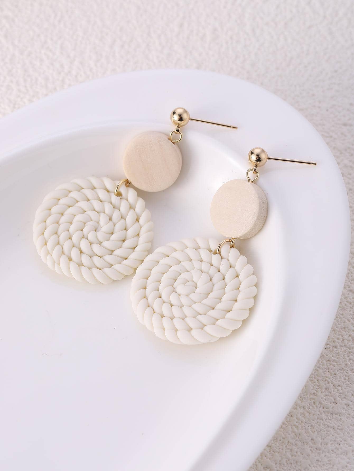 Buy SHEIN Braided Detail Round Drop Earrings in Pakistan