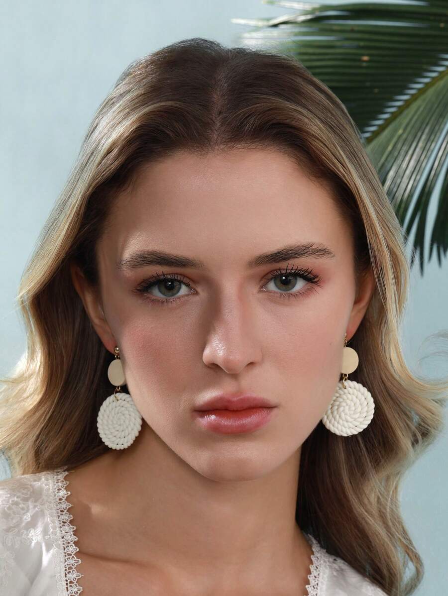 Buy SHEIN Braided Detail Round Drop Earrings in Pakistan