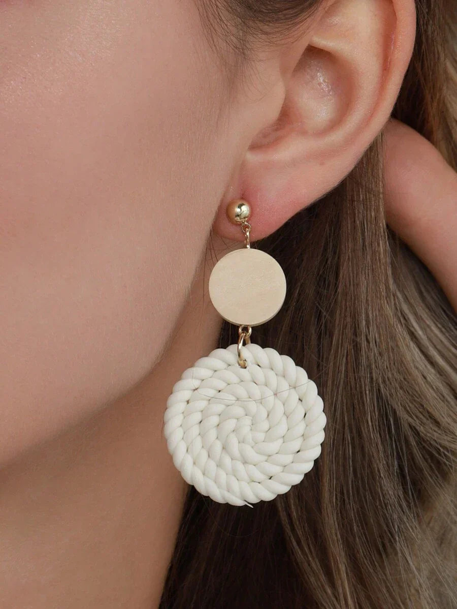 Buy SHEIN Braided Detail Round Drop Earrings in Pakistan