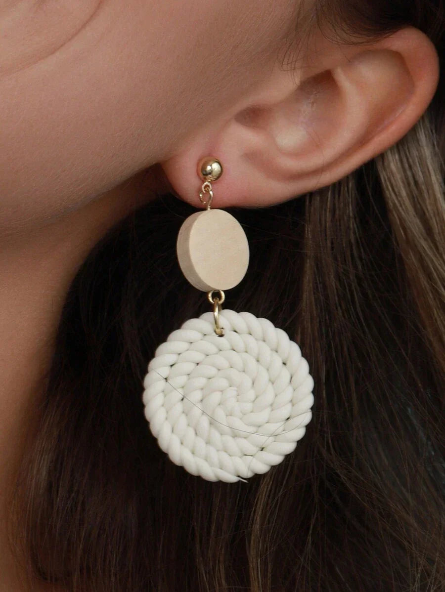 Buy SHEIN Braided Detail Round Drop Earrings in Pakistan