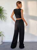 Buy SHEIN Button Front Tank Top & Wide Leg Pants in Pakistan