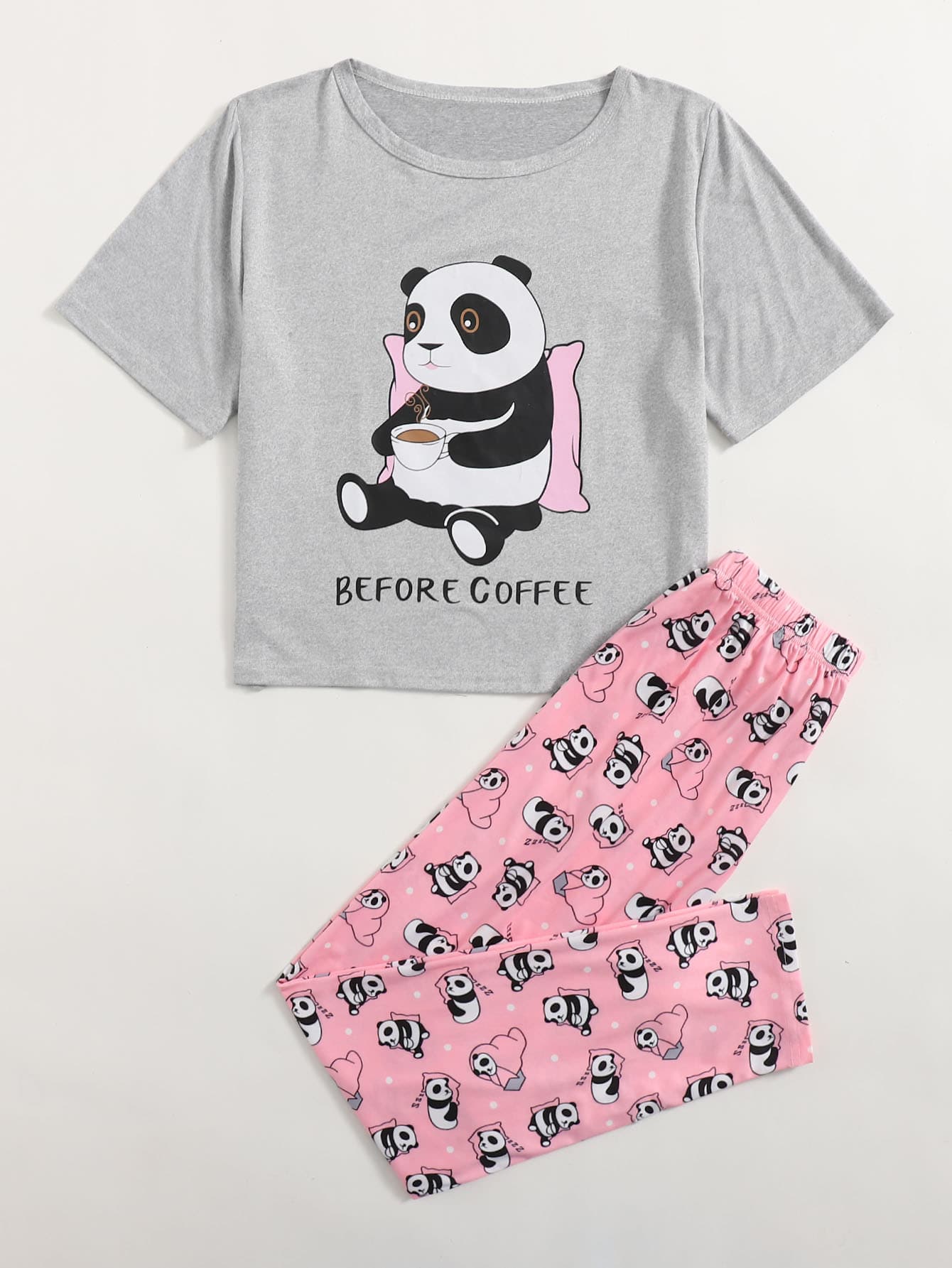 Buy SHEIN Cartoon Panda Print Pyjama Set in Pakistan