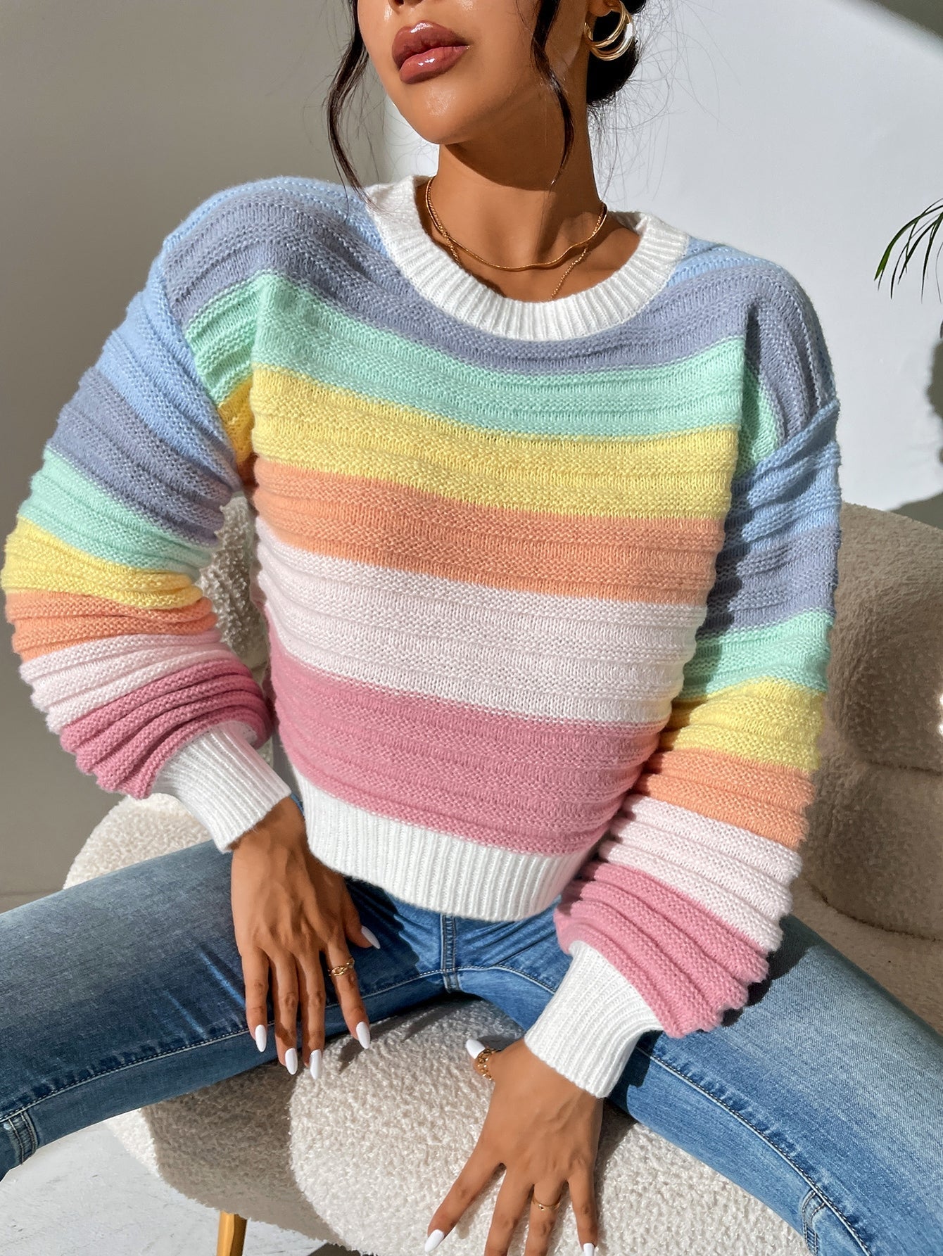 Buy SHEIN Colorblock Drop Shoulder Sweater in Pakistan