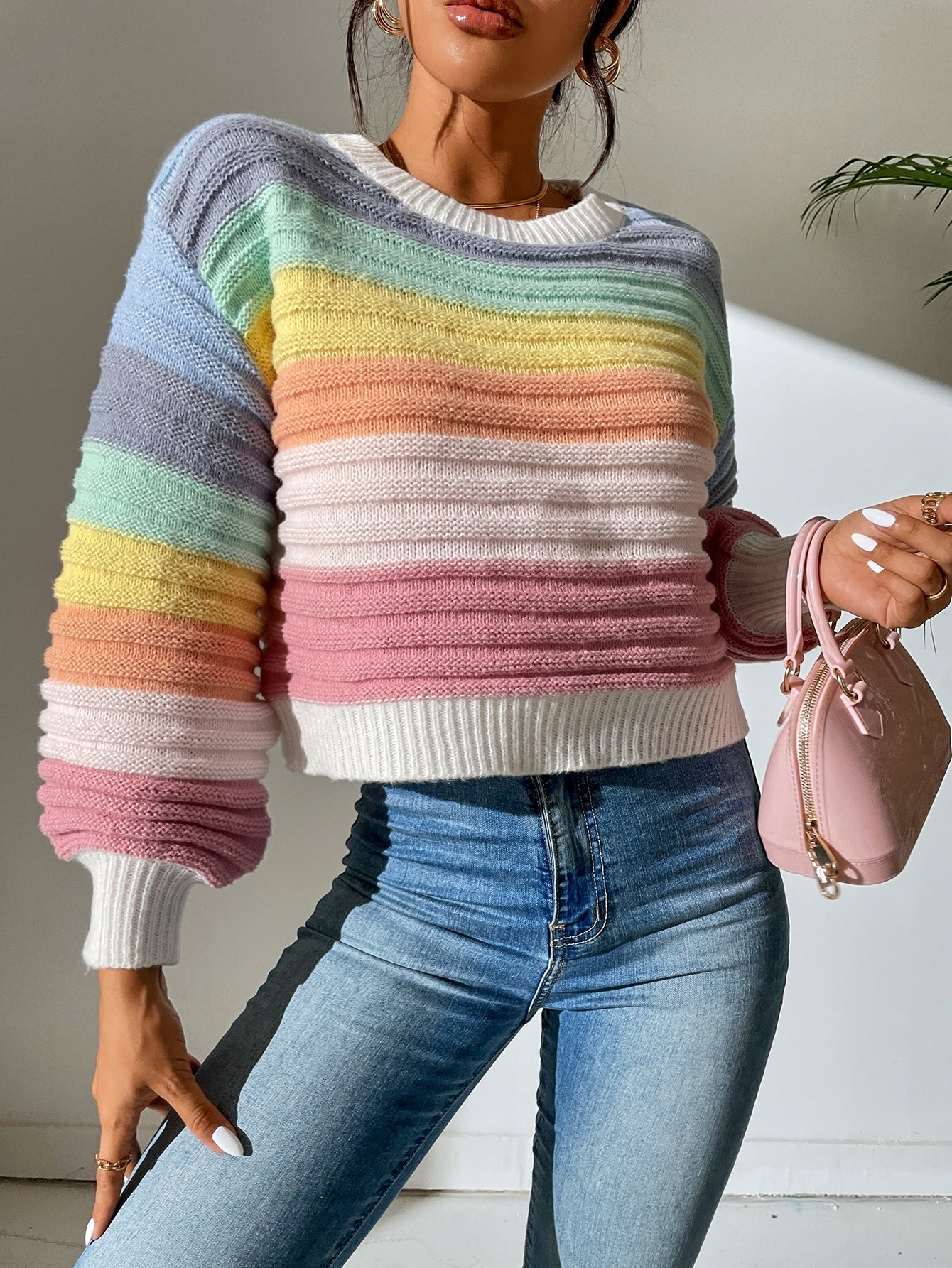 Buy SHEIN Colorblock Drop Shoulder Sweater in Pakistan
