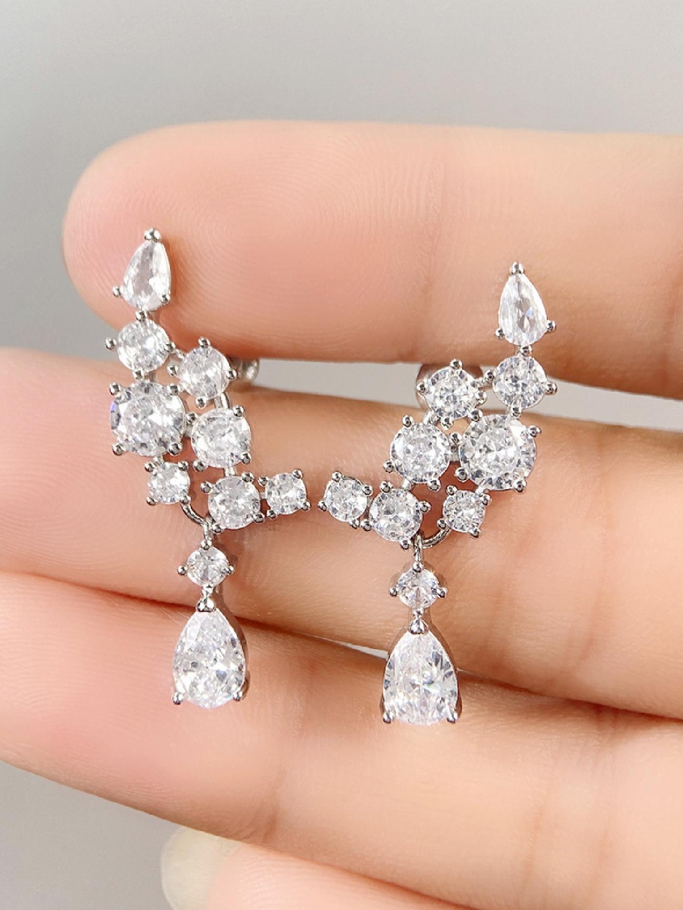 Buy SHEIN Cubic Zirconia Decor Drop Earrings in Pakistan