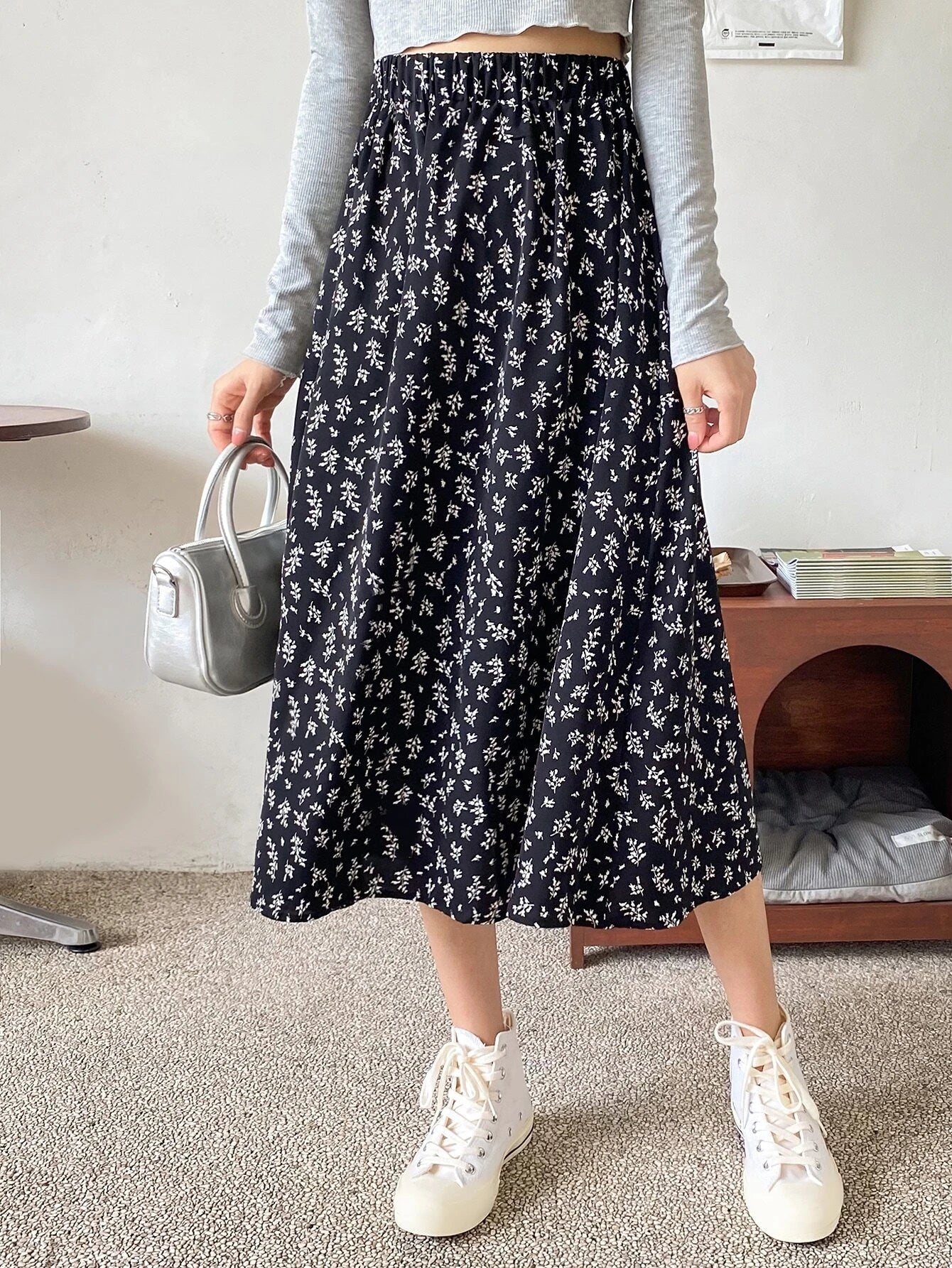 Buy Shein DAZY High Waist Ditsy Floral Skirt in Pakistan