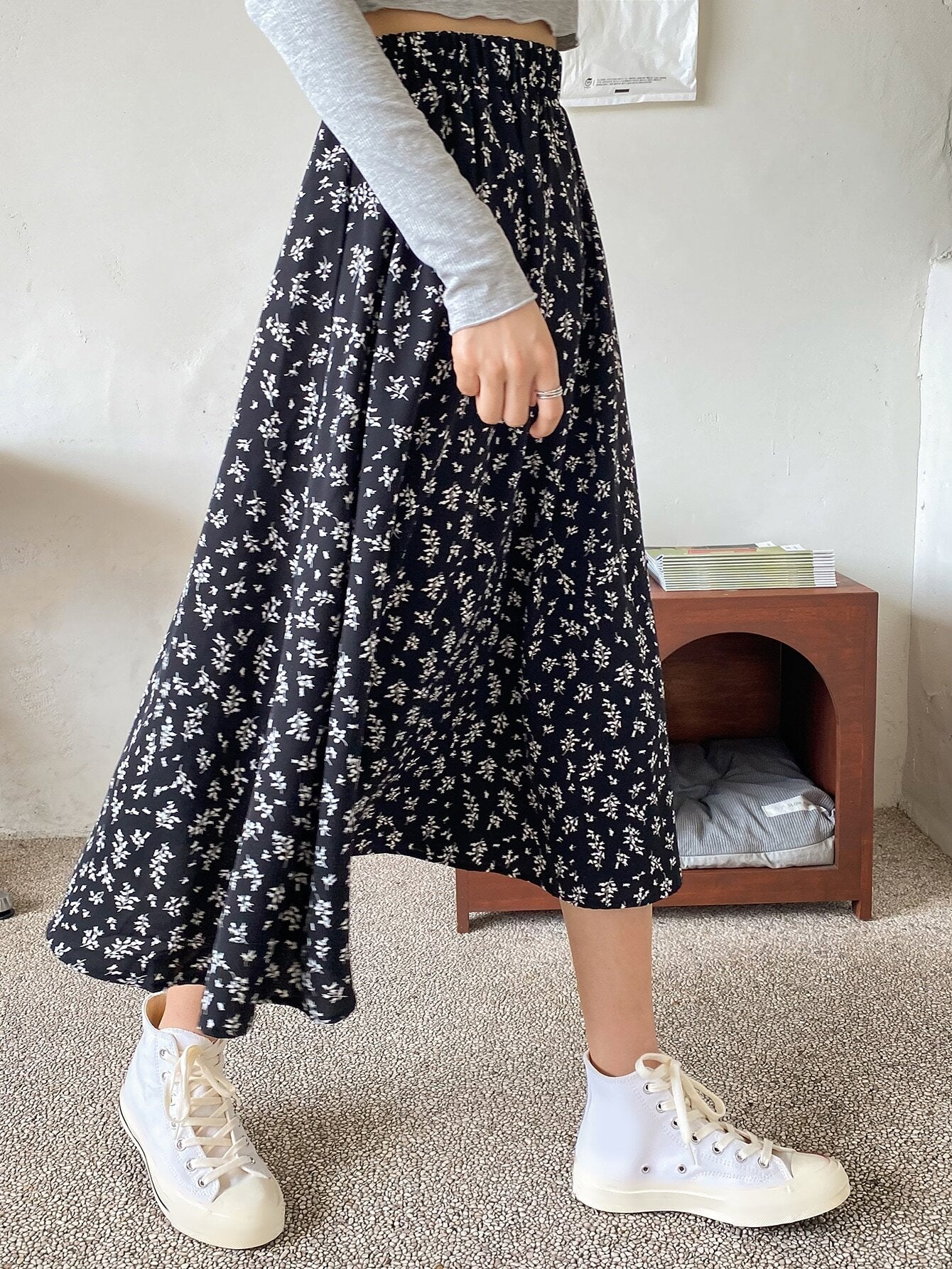 Buy Shein DAZY High Waist Ditsy Floral Skirt in Pakistan