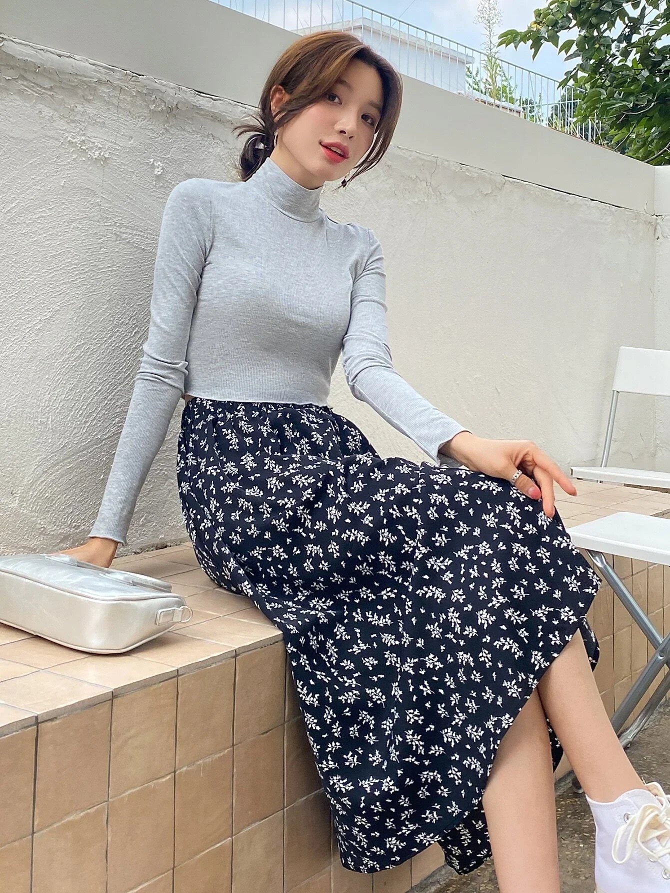 Buy Shein DAZY High Waist Ditsy Floral Skirt in Pakistan