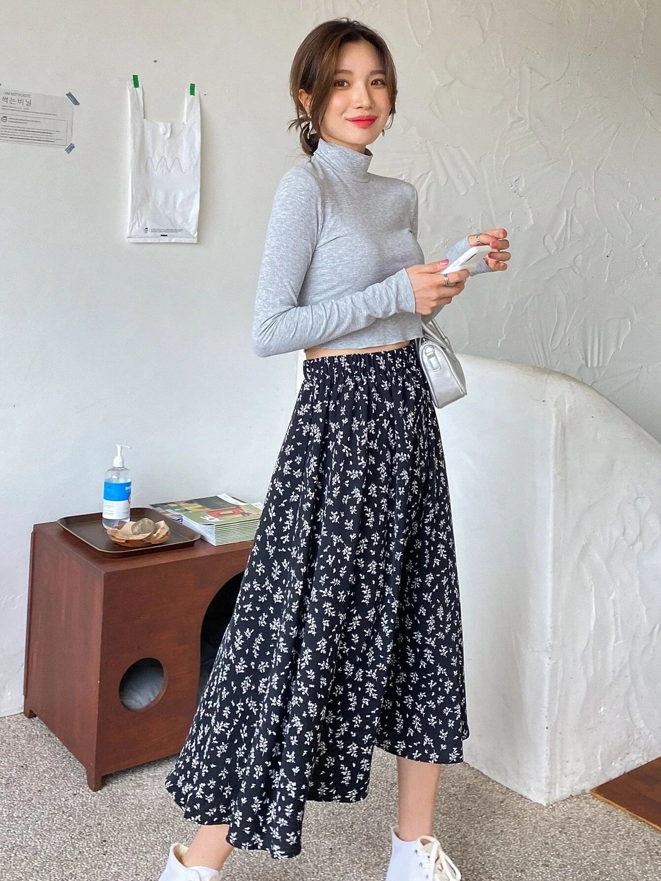 Buy Shein DAZY High Waist Ditsy Floral Skirt in Pakistan