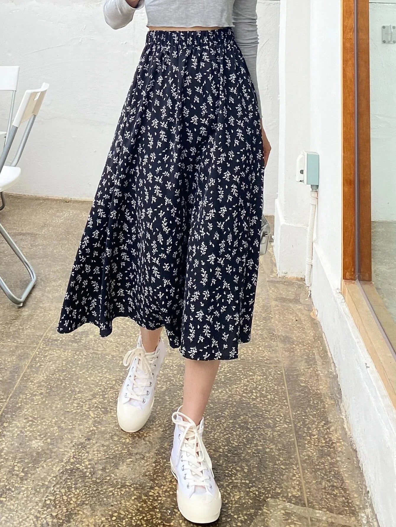 Buy Shein DAZY High Waist Ditsy Floral Skirt in Pakistan