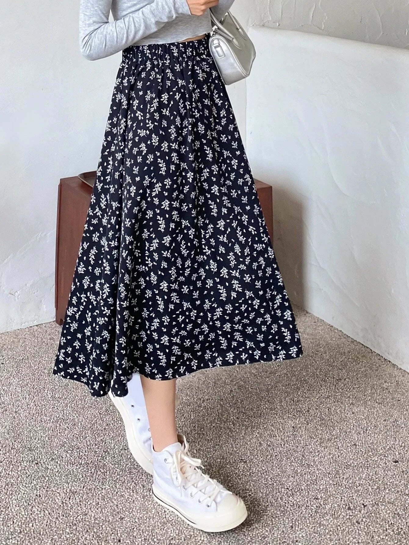 Buy Shein DAZY High Waist Ditsy Floral Skirt in Pakistan