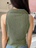 Buy Shein Dazy Plaid Lapel Collar Textured Vest Top in Pakistan