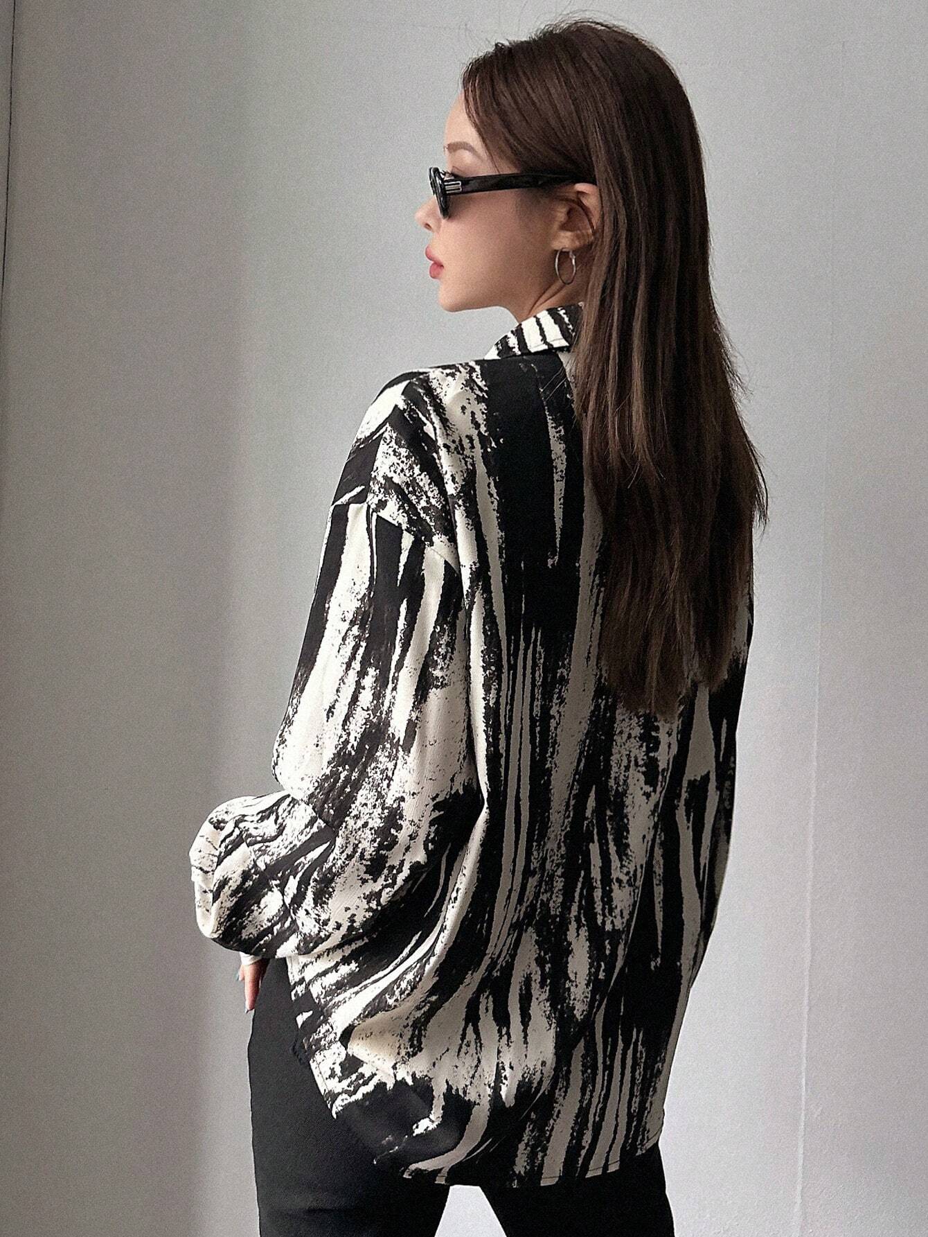 Buy SHEIN DAZY Brush Print Drop Shoulder Shirt in Pakistan