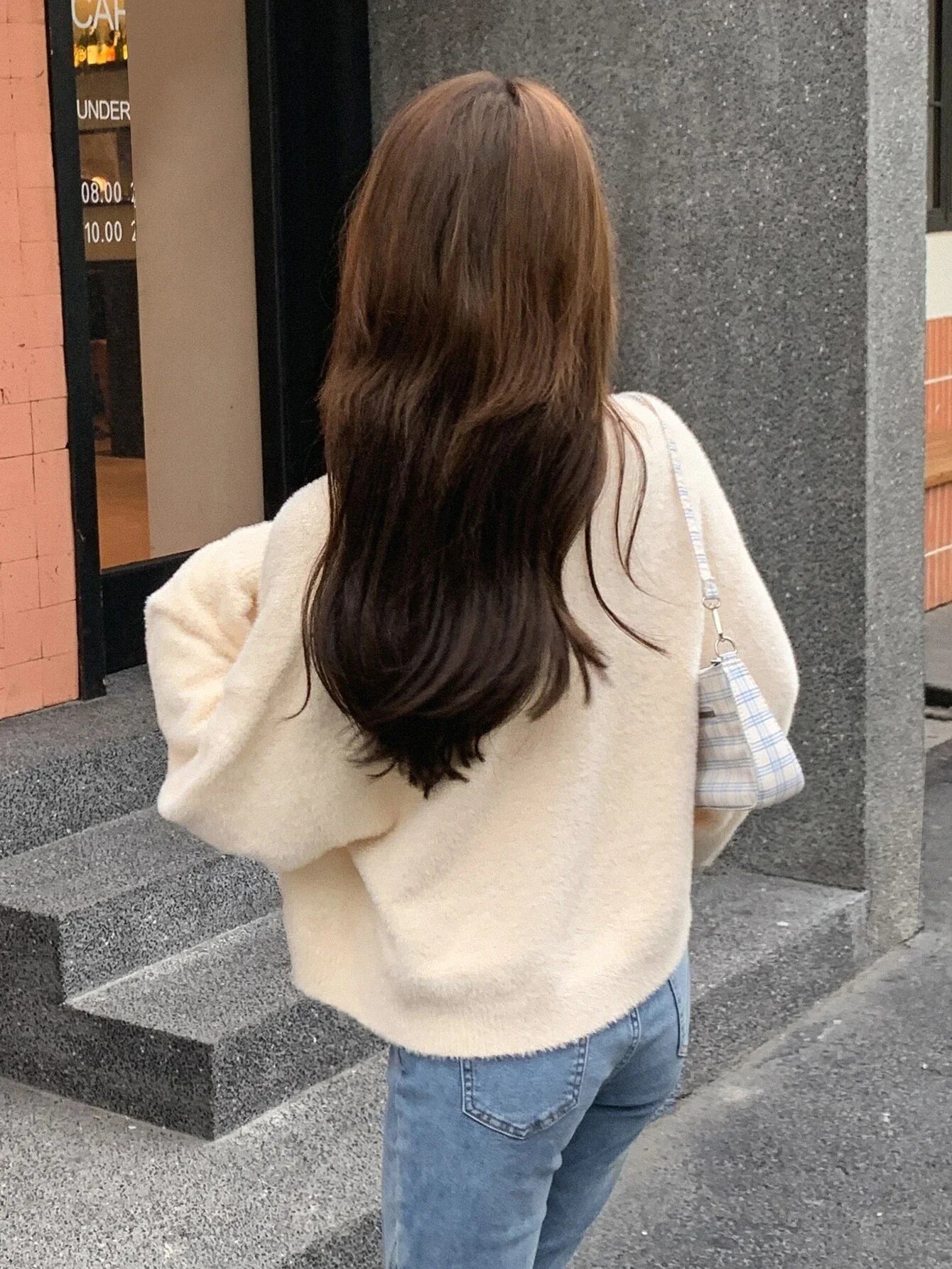 Buy SHEIN DAZY Drop Shoulder Fluffy Knit Button Front Cardigan in Pakistan