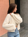 Buy SHEIN DAZY Drop Shoulder Fluffy Knit Button Front Cardigan in Pakistan